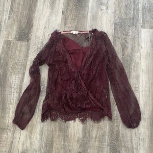 Maroon lace blouse